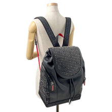 将图像加载到图库查看器中，Christian Louboutin Explorer Funk Studded Backpack Black/Red1215001 Leather
