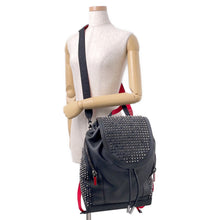 将图像加载到图库查看器中，Christian Louboutin Explorer Funk Studded Backpack Black/Red1215001 Leather
