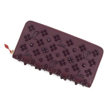 将图像加载到图库查看器中，Christian Louboutin Panettone Studded Zip Around Wallet Purple3175224 Leather
