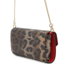 将图像加载到图库查看器中，Christian Louboutin LOUBI54 Leopard Pattern 2-Way Chain Wallet Brown3235267 Leather
