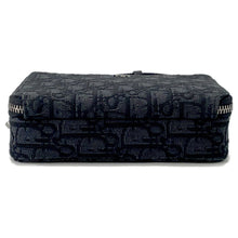 将图像加载到图库查看器中，Dior Oblique Jacquard Zip Pouch Shoulder Bag Black2OBBC119YSE Canvas Leather
