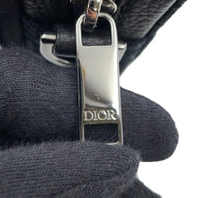 将图像加载到图库查看器中，Dior Oblique Jacquard Zip Pouch Shoulder Bag Black2OBBC119YSE Canvas Leather
