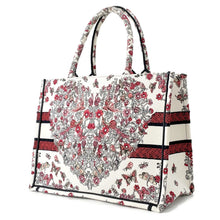 将图像加载到图库查看器中，Dior Dioramour Book Tote White/RedM1296ZEEI Canvas Size Medium

