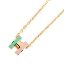 将图像加载到图库查看器中，HERMES Pop Ash Rocabar Necklace Malabar Vert/Rose Lacquer Gold Plated
