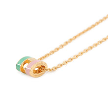 将图像加载到图库查看器中，HERMES Pop Ash Rocabar Necklace Malabar Vert/Rose Lacquer Gold Plated
