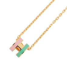 将图像加载到图库查看器中，HERMES Pop Ash Rocabar Necklace Malabar Vert/Rose Lacquer Gold Plated

