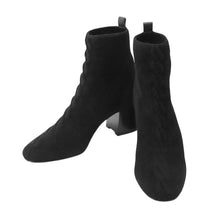 Load image into Gallery viewer, HERMES Jenna Short Boots Black Knit Schnee Calf Leather Size 37
