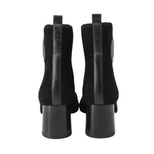 将图像加载到图库查看器中，HERMES Jenna Short Boots Black Knit Schnee Calf Leather Size 37
