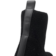 将图像加载到图库查看器中，HERMES Jenna Short Boots Black Knit Schnee Calf Leather Size 37
