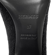 将图像加载到图库查看器中，HERMES Jenna Short Boots Black Knit Schnee Calf Leather Size 37

