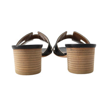 将图像加载到图库查看器中，HERMES Oazis Sandals Black Leather Size 36H
