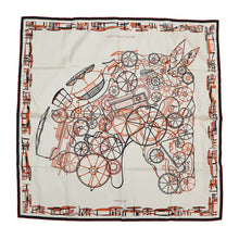 Load image into Gallery viewer, HERMES Carre COMPLICATION EQUESTRE Size 90 Claim/Orange/Black Silk100%
