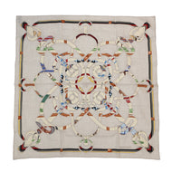 HERMES APPL COUVERTURES ET TENUES Size 90 Mastic/Natural/Multicolor Cashmere70% Silk30%