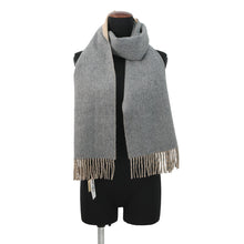 将图像加载到图库查看器中，HERMES Scarf Recto Verso Gris Cine / Beige Cashmere100%
