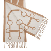将图像加载到图库查看器中，HERMES Scarf Mall Camel/Ivoire Cashmere100%

