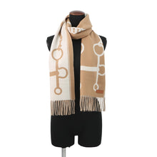 将图像加载到图库查看器中，HERMES Scarf Mall Camel/Ivoire Cashmere100%
