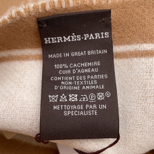 将图像加载到图库查看器中，HERMES Scarf Mall Camel/Ivoire Cashmere100%
