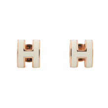 将图像加载到图库查看器中，HERMES Pop Ash Earrings Size Mini White Lacquer Gold Plated
