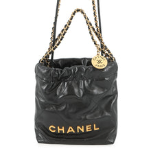 将图像加载到图库查看器中，CHANEL CHANEL22 ChainShoulder Bag BlackAS3980 Shiny calfskin leather Size Mini
