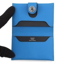 将图像加载到图库查看器中，HERMES RMS Card Case Blue Royal/Black Evercolor
