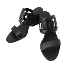 Load image into Gallery viewer, HERMES Lipari Sandals 70 Black Leather Size 38 1/2
