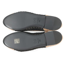 将图像加载到图库查看器中，CHANEL ballerina shoes Beige/BlackG46352 Raffia Size 37
