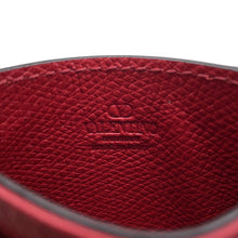 将图像加载到图库查看器中，Valentino Garavani V Logo Cherry Fick Embroidery Card Holder Blue/Red7W2P0AJ7BRJ Denim/Leather
