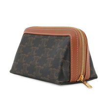 Load image into Gallery viewer, CELINE Triomphe Cosmetic Pouch Tan4M1622CZJ.04LU PVC Leather Size Small
