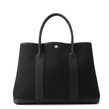 将图像加载到图库查看器中，HERMES Garden Party Black Toile Military Negonda Leather Size PM
