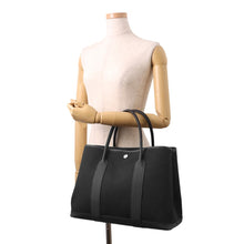 将图像加载到图库查看器中，HERMES Garden Party Black Toile Military Negonda Leather Size PM
