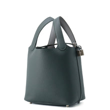 Load image into Gallery viewer, HERMES Picotin Lock Eclat Vert Mangrove/Guripantan Swift Leather Taurillon Clemence Size PM
