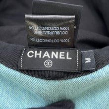 将图像加载到图库查看器中，CHANEL hat logo Size M Aqua Green Denim
