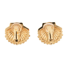 将图像加载到图库查看器中，CHANEL Shell Motif Earrings Gold Metal Rhinestone
