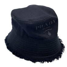 将图像加载到图库查看器中，PRADA Drill logo fringe bucket hat Size S Black1HC137 Cotton100%
