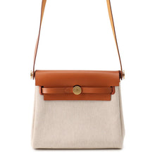 Load image into Gallery viewer, HERMES Herbag zip Ecru/Fauve Toile H Vache Hunter Leather Size Mini
