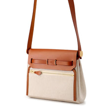 Load image into Gallery viewer, HERMES Herbag zip Ecru/Fauve Toile H Vache Hunter Leather Size Mini
