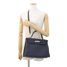 Load image into Gallery viewer, HERMES Kelly Retourne Blue Nuit Togo Leather Size 32
