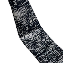 Load image into Gallery viewer, CHANEL Logo scarf Black/White Silk100%
