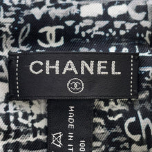 Load image into Gallery viewer, CHANEL Logo scarf Black/White Silk100%

