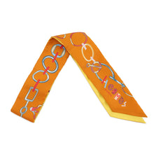 将图像加载到图库查看器中，HERMES Twilly Do Re Boucles Orange/Yellow/Multicolor Silk100%
