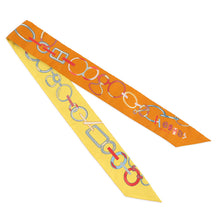 将图像加载到图库查看器中，HERMES Twilly Do Re Boucles Orange/Yellow/Multicolor Silk100%
