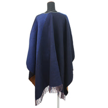 Load image into Gallery viewer, HERMES Poncho Highland Navy/BrownH800469E Merino Wool90% Cashmere10%
