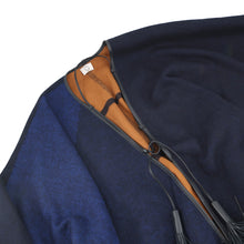 Load image into Gallery viewer, HERMES Poncho Highland Navy/BrownH800469E Merino Wool90% Cashmere10%
