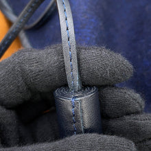 Load image into Gallery viewer, HERMES Poncho Highland Navy/BrownH800469E Merino Wool90% Cashmere10%
