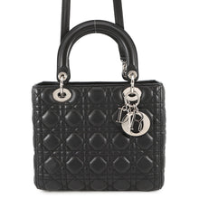 将图像加载到图库查看器中，Dior Lady Dior 2WAYHandbag BlackCAL44551 Lambskin Size Medium
