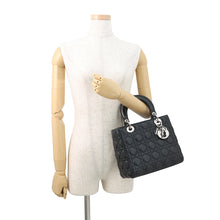 将图像加载到图库查看器中，Dior Lady Dior 2WAYHandbag BlackCAL44551 Lambskin Size Medium
