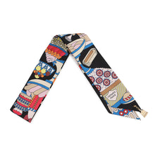 将图像加载到图库查看器中，HERMES TwillyBag Charm La Patisserie Francais Black/Blanc/Blue Silk100%
