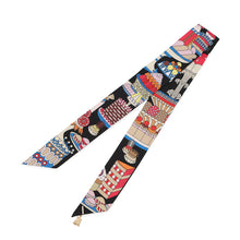 将图像加载到图库查看器中，HERMES TwillyBag Charm La Patisserie Francais Black/Blanc/Blue Silk100%
