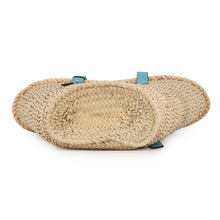 将图像加载到图库查看器中，LOEWE Basket bag Natural/Light Blue327.02.S92 Raffia Calf Leather Size Medium
