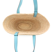 将图像加载到图库查看器中，LOEWE Basket bag Natural/Light Blue327.02.S92 Raffia Calf Leather Size Medium
